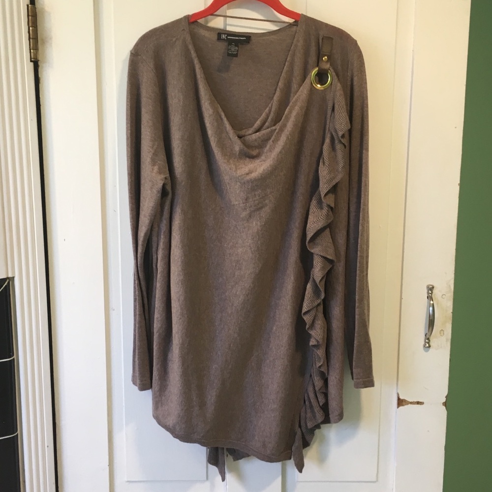 XL Brown INC Wrap Sweater